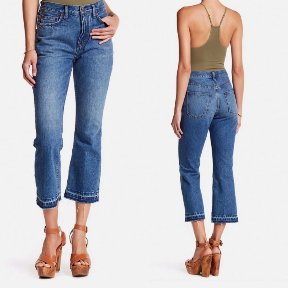 Free People We The Free Raw Hem Crop Flare Denim Jeans